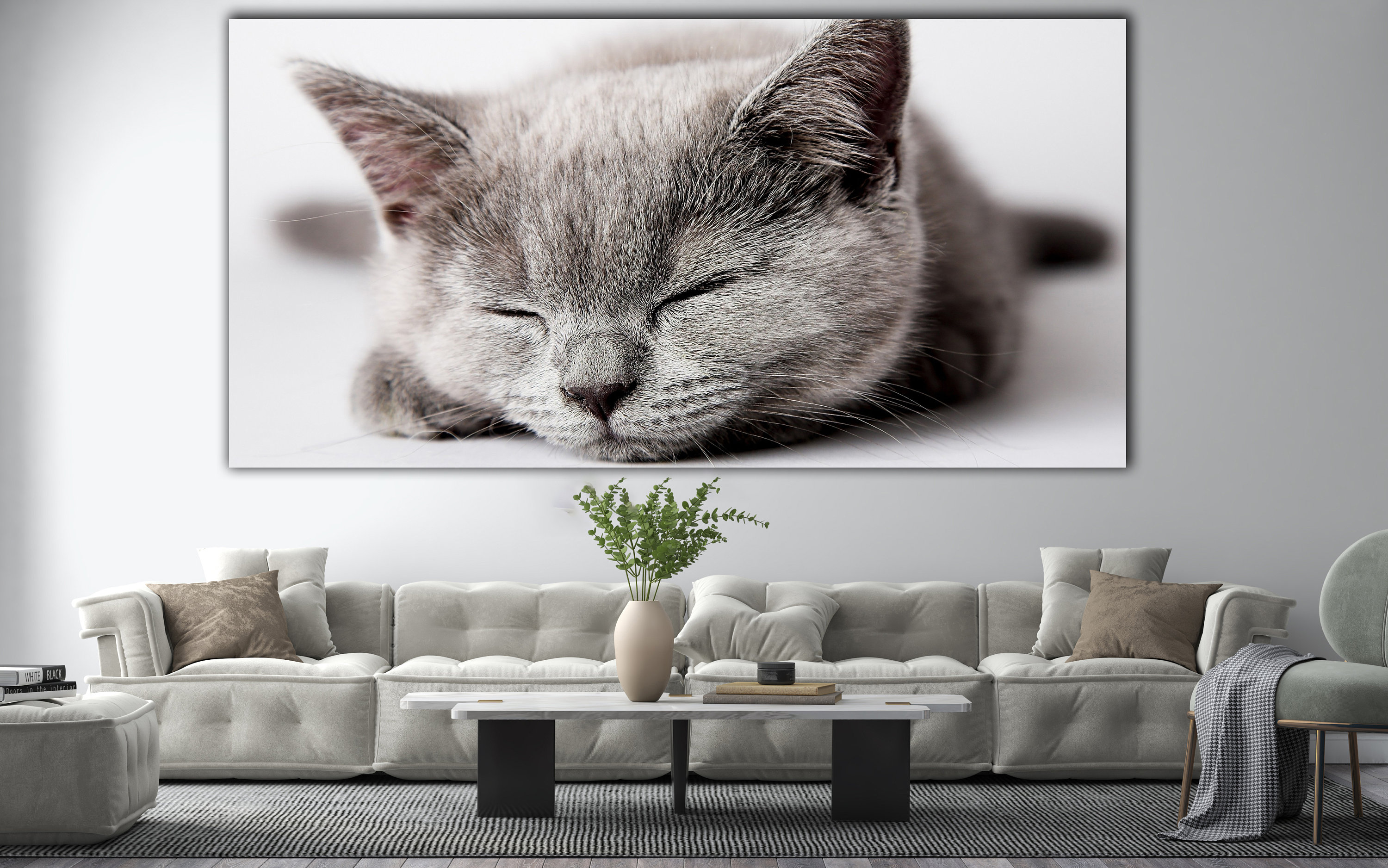 Kitten Wall Decor Huge Canvas Luxury Livingroom Wall Art Etsy