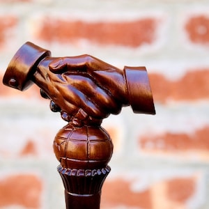 Friendship Handshake Wooden Walking Cane - Ash & Oak - Gift for Him/Her