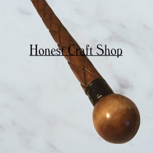 Hand Carved Wooden Walking Stick with Knob Handle - 36 Inch