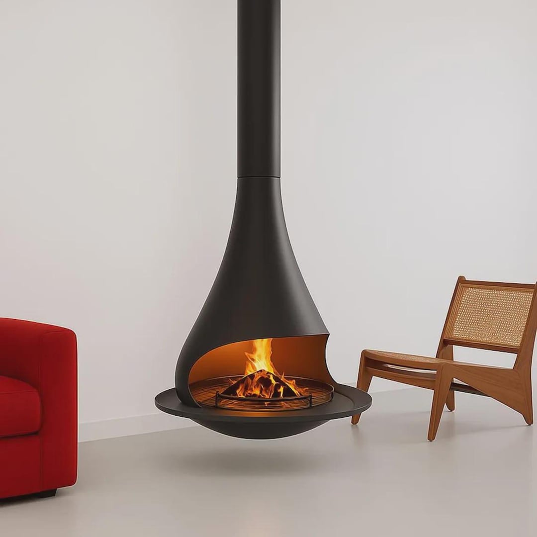 Rotating Fireplace Rotating Hanging Fireplace: Modern Smokeless Wood-burning, Carbon Steel ...