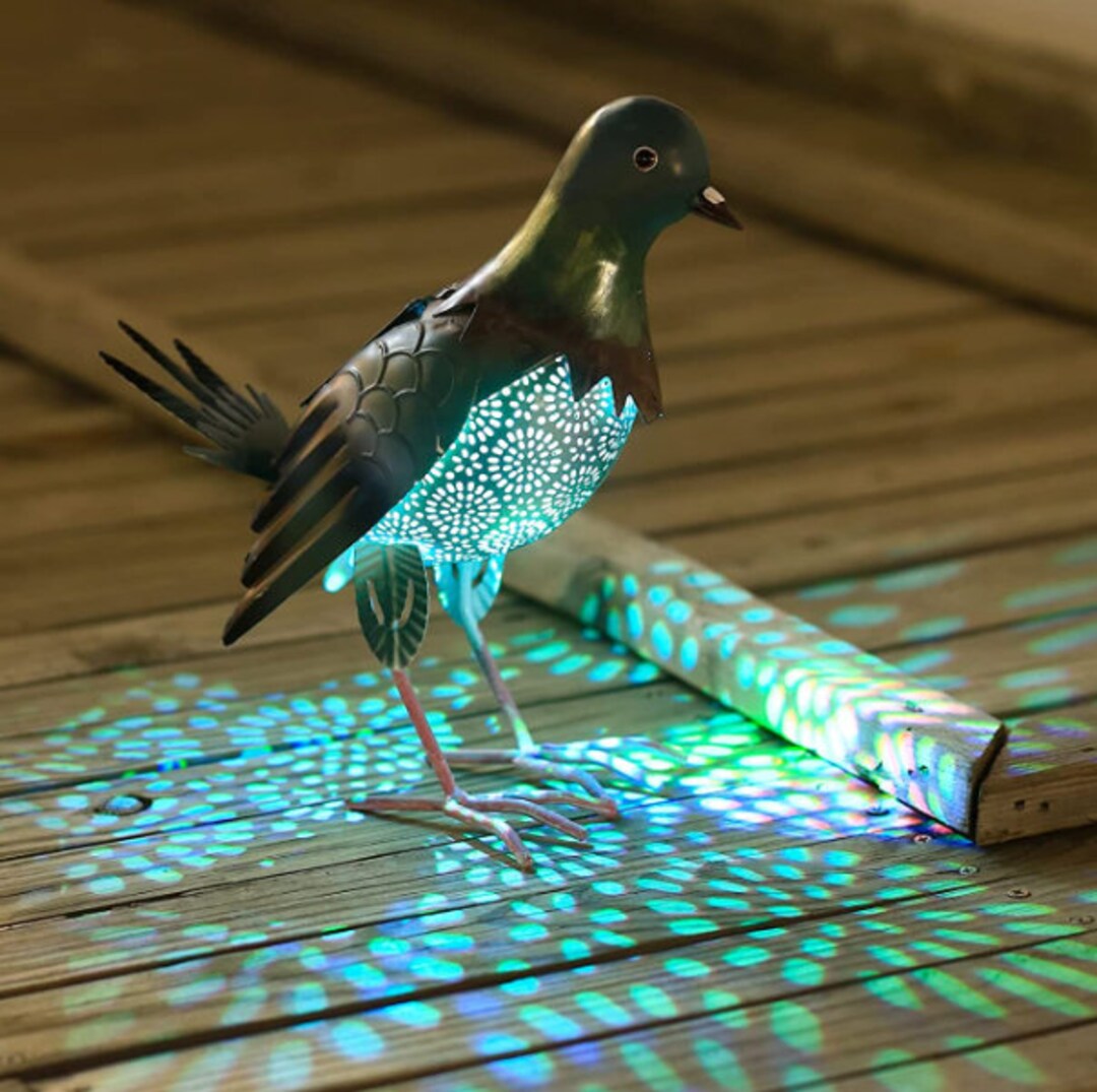 Pigeon Statue Garden Statue Solar Light Statue Outdoor Metal Etsy