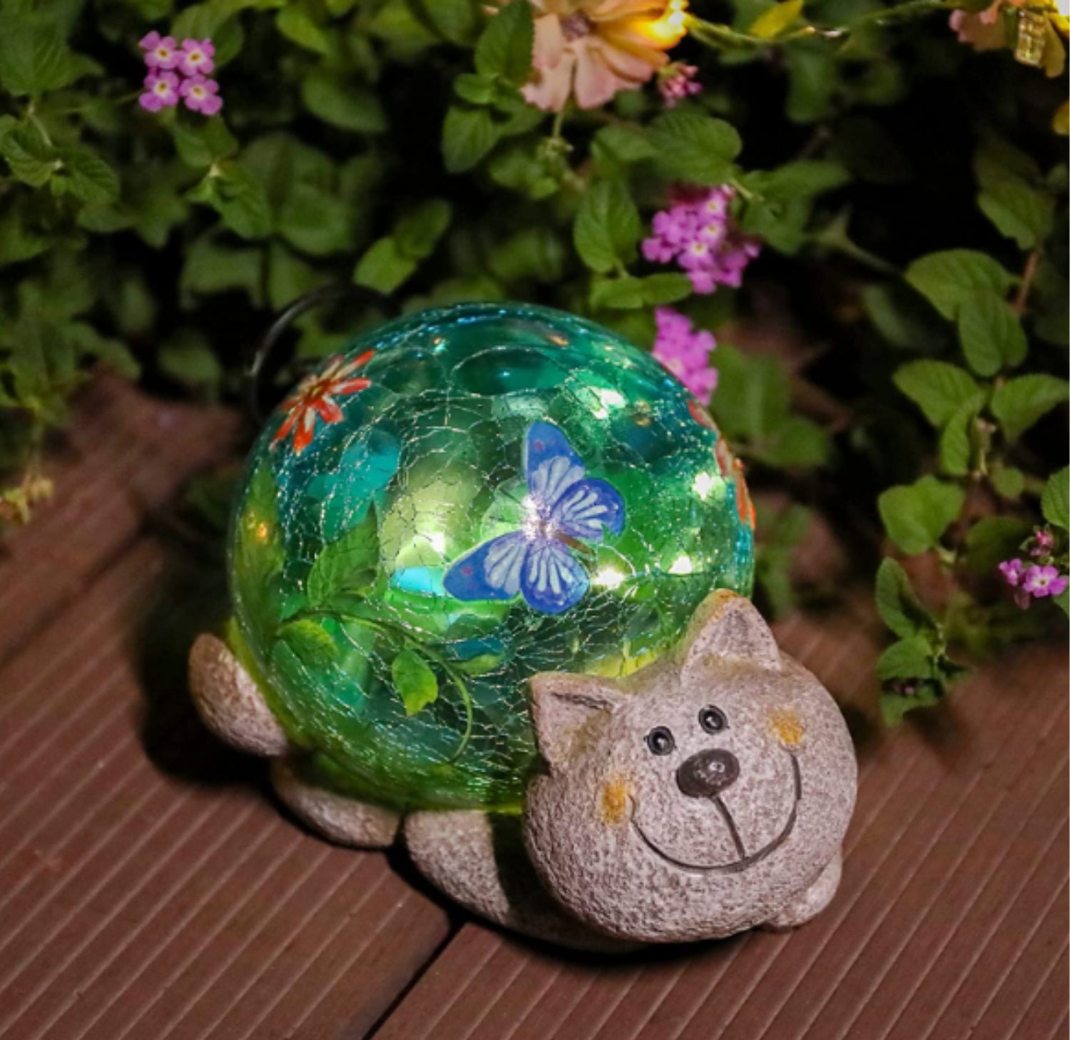 Cat Statue Garden Outdoor Decor Resin Figurine Glass Solar Etsy