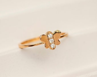 Butterfly Gold Ring, 14k Butterfly Ring, Solid Gold Engagement Ring, Mothers Day, Gift For Her