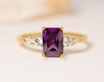 Octagon Amethyst Gold Ring, 18k Amethyst Engagement Ring, Solid Gold Ring, Engagement Gift For Her, Ring For Mom, Mothers Day