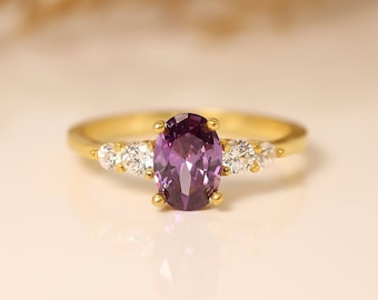 14k Gold Amethyst Ring, 18k Amethyst Wedding Ring, Engagement Gold Rings, Amethyst Gemstone Ring, February Birthstone, Mothers Day