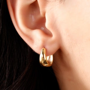 Gold Drop Hoop Earrings, 14K Gold Hoop Earrings, 18K Round Hoop Earrings, Wedding Earrings, Gift For Her, Valentine Gift,  Gift For Mom