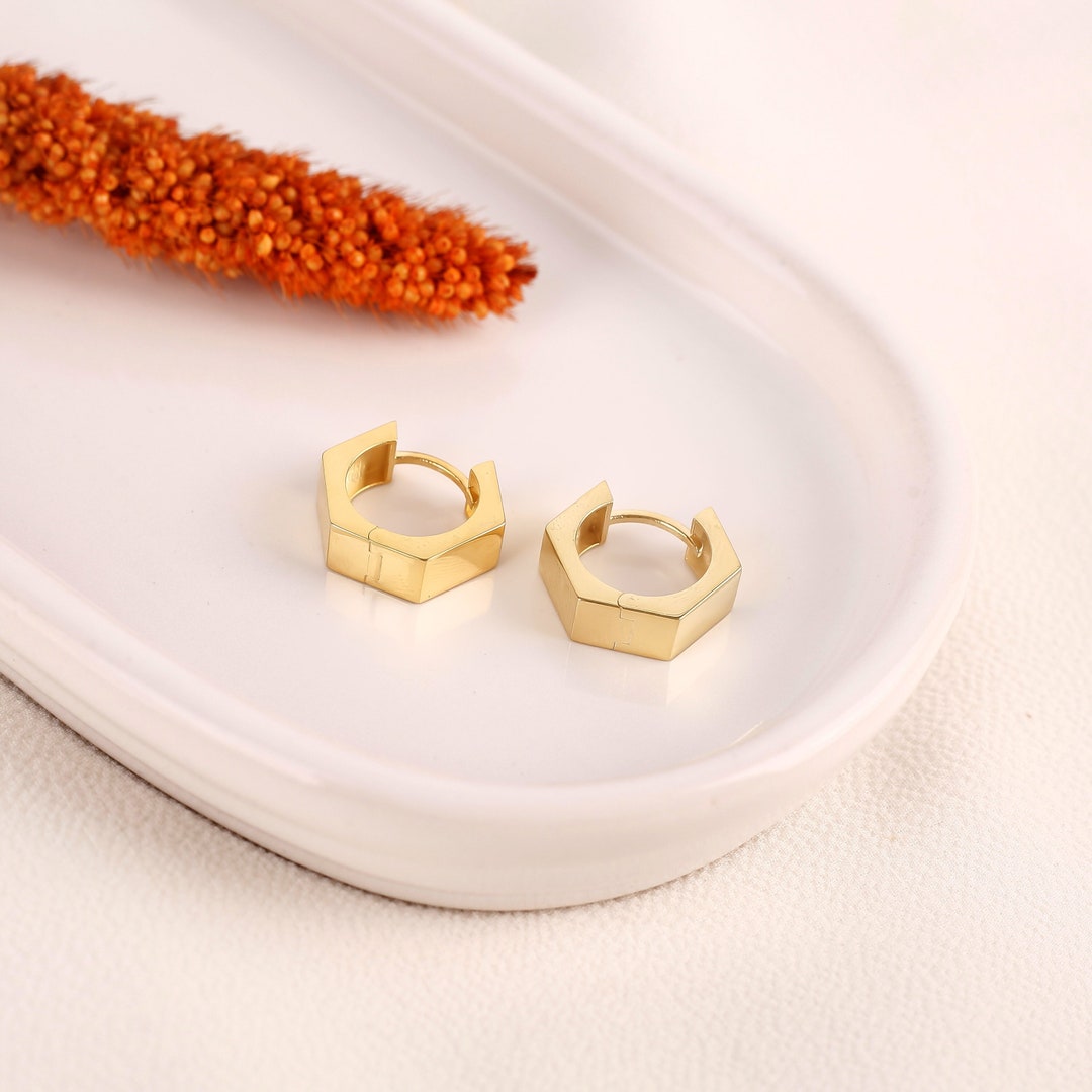 Earring Hexagon Gold main image 1