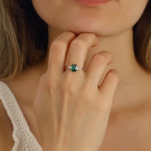 14k Gold Octagon Cut Emerald Ring 18k Emerald Engagement Ring Solid Gold Ring Engagement Gift For Her Ring For Mom Mothers Day image 5