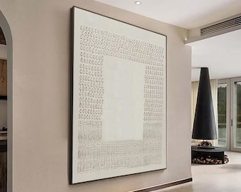 Beige Wabi-Sabi Texture Painting, Minimalist Abstract Canvas Art