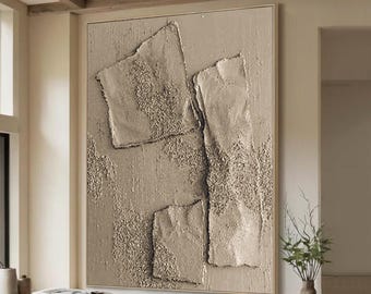 Beige Textured Wall Art, Minimalist Abstract Canvas Painting
