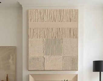 Beige Wabi-Sabi Texture Painting, Minimalist Abstract Canvas Art