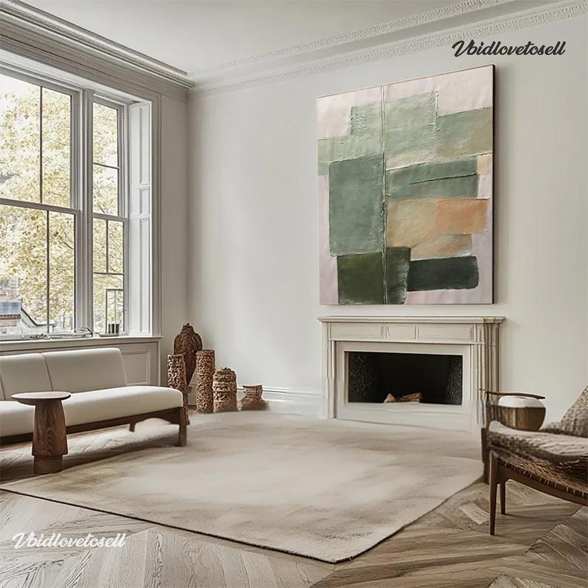 Green Abstract Painting, Wabi Sabi Textured Wall Art on Canvas - Etsy