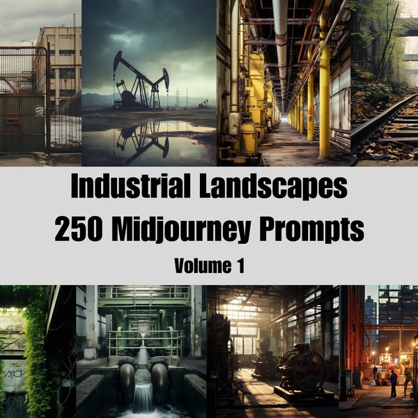 250 Industrial Landscape Midjourney Prompts, AI Art, Midjourney guide, Midjourney Prompt, Digital Wall Art Prints Home Decor Painting Print