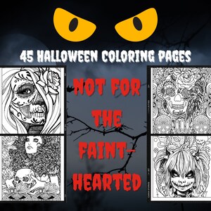 45 Printable coloring pages for Adults: Dark Academia, Gothic Coloring Book, Horror. Digital Download Printable Adult Coloring Pages