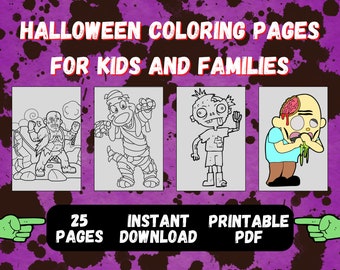 Halloween Coloring Pages For Adults and For Children | Perfect Halloween Activity |  25 Zombie Style Printable Coloring Pages (PDF Download)