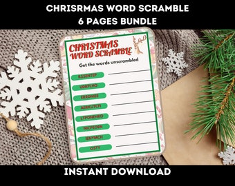 Christmas Word Scramble PRINTABLE for adults and for kids | Holiday Party Game | Christmas Games for Kids | Christmas class activities