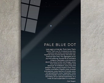 The Pale Blue Dot, The Pale Blue Dot Print, Blue Dot Tempered Glass, Carl Sagan Quote, Inspirational Quote, Earth, Astronomy, Minimalist