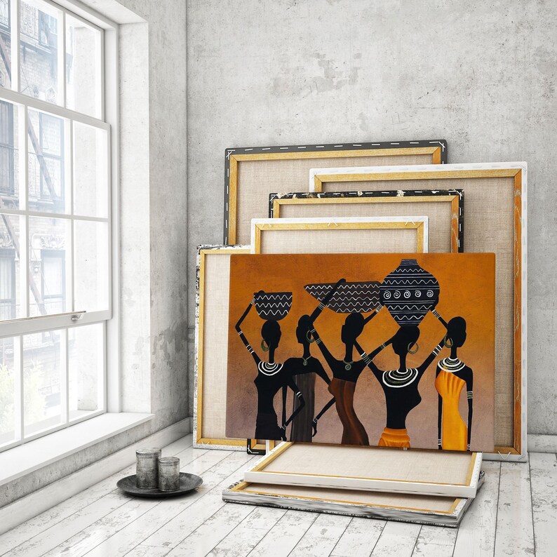 African Traditional Women's Canvas Wall Art Painting, Canvas Wall Art