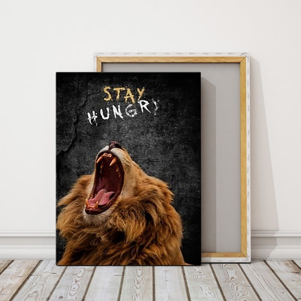 Motivational Canvas Picture,Lion Office Decor,Inspirational Art,Positive Vibes,Wall Art,Success Motivation,Creative Workspace