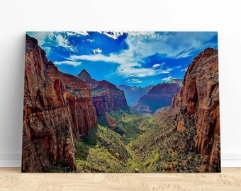 Popular Zion National Park Canvas.Southwest Landscape Art.Nature Wall Decor.Scenic Mountain View.Outdoor Adventure Print