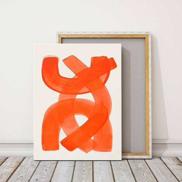 Scandinavian Style Canvas Wall Art Painting, Abstract Orange Wall Art, Canvas Wall Decoration, Living Room Wall Art, Home Decoration