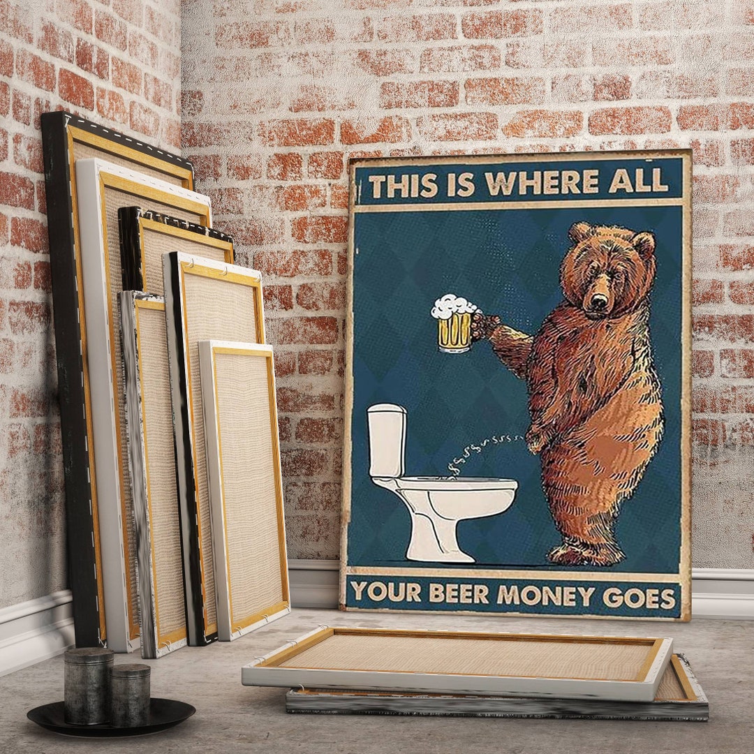 Bear Canvas Wall Art Painting, Canvas Wall Decoration, Animal Art, Fun