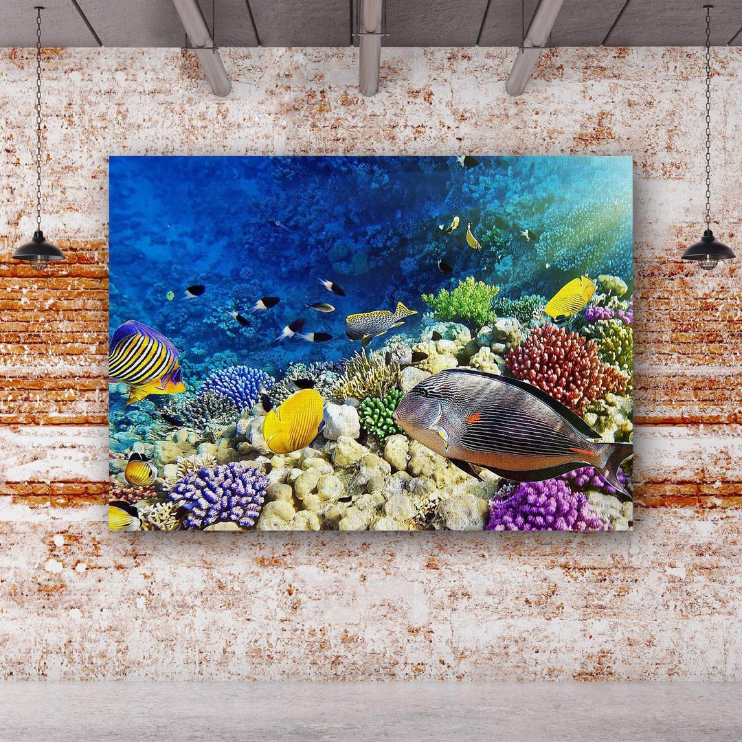 Red Sea Coral Reef Underwater Canvas Wall Art Painting,canvas Wall