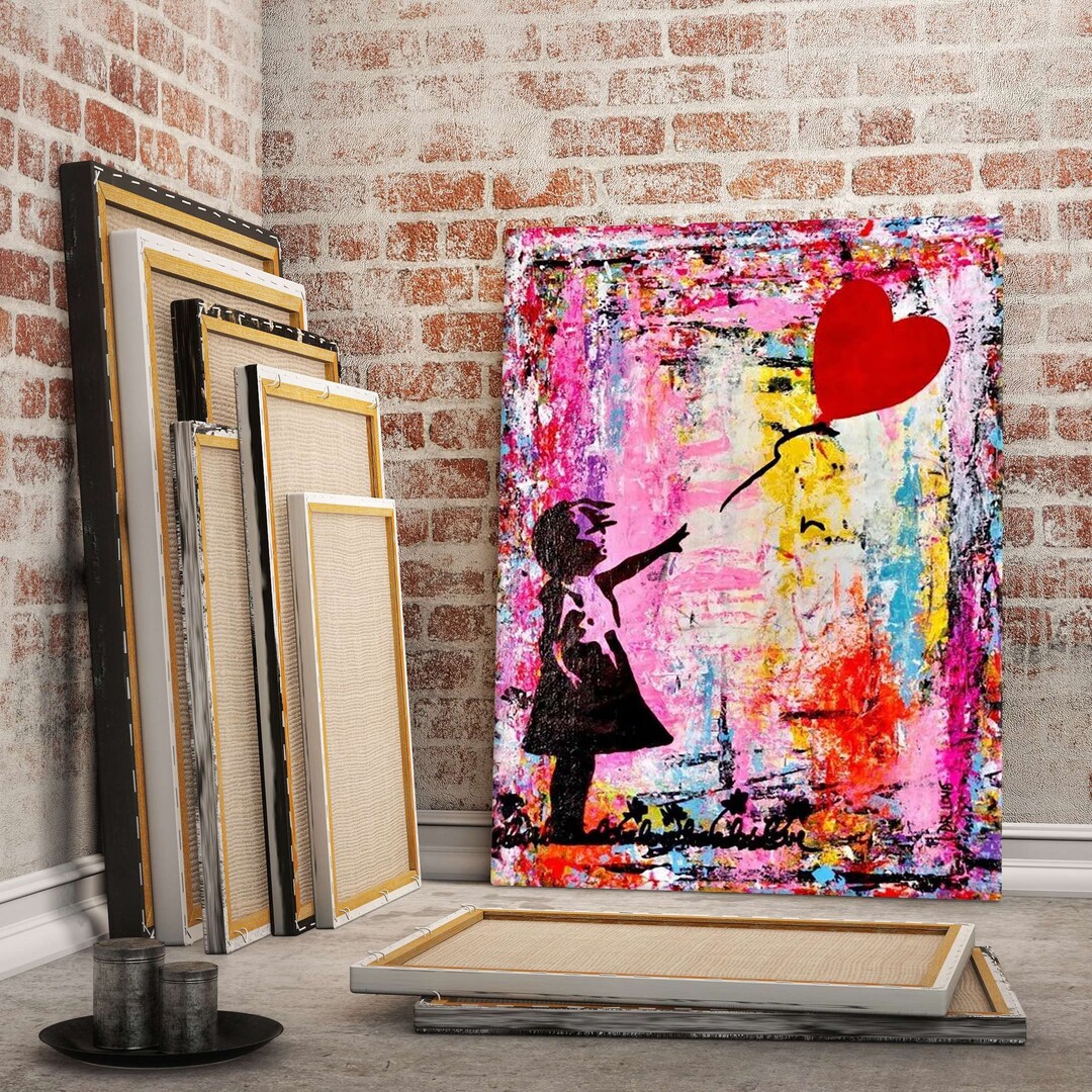 Girl With Balloon Canvas Wall Art Painting, Canvas Wall Decoration, Banksy Art, Graffiti