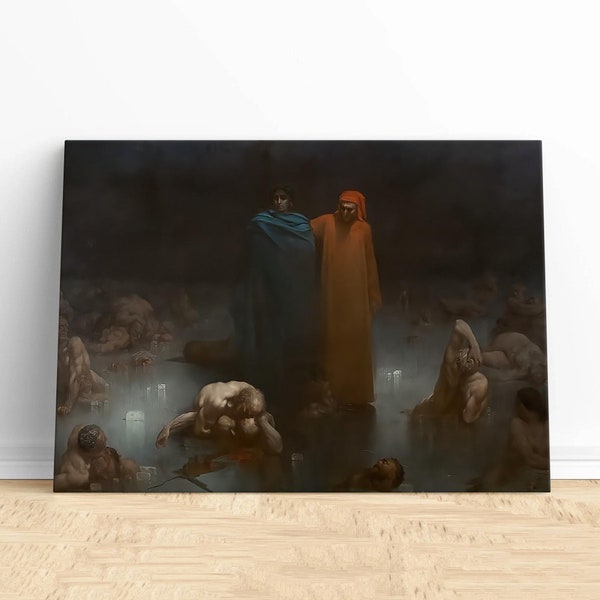 Gustave Dore's Dante and Virgil,A Captivating Canvas Print Inspired by the Epic Poetry of the Divine Comedy,Perfect for Artistic Decor