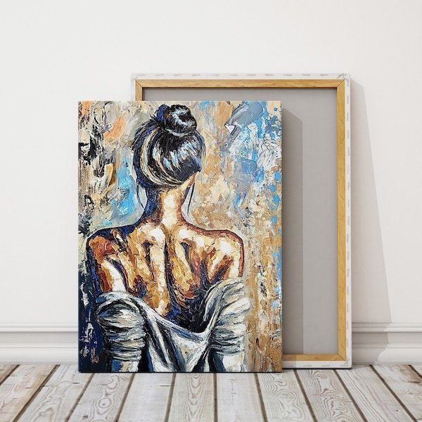 Peinture abstraite d'art de mur de toile de dos de femme, peinture d'art de dos de femme, art de mur de toile, affiche femelle, décoration de mur, décoration à la maison