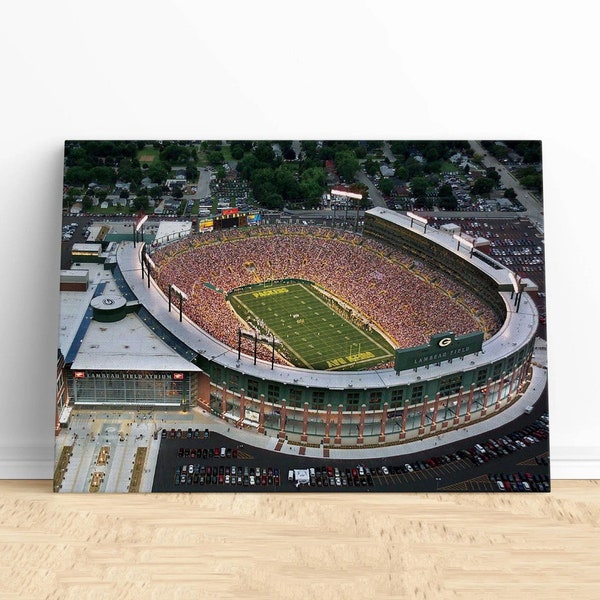 Lambeau Field Stadium Canvas.Green Bay Decor.Football Wall Art.Nfl Sports Print.Wisconsin Pride.Game Day Home Decor