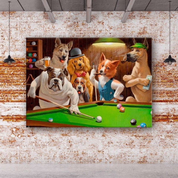 Animal Decoration Playing Pool,Animal Art In Pool Room,Animal Canvas Painting,Card Room Decoration,Creative Gift,Modern Wall Decor