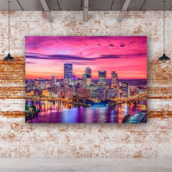 Pittsburgh Canvas Decoration,Pittsburgh Wall Art,Landscape Art,Home Decoration,Cityscape Decoration,Gift For Family Or Friends