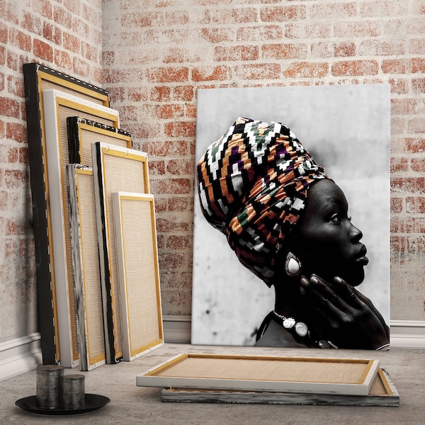Afrikaanse vrouwen canvas wall art schilderij, canvas kunst aan de muur, Afrikaanse kunst canvas posters, modieuze kunst aan de muur, home decor