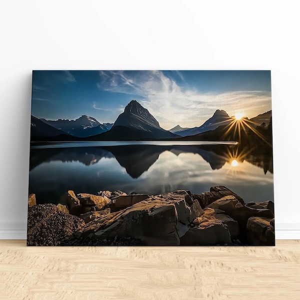 Sunset Lake Canvas Art,Majestic Mountains Wall Art,Outdoor Wall Art,Sunset Reflections,Home Decor Wall Art,Mountain View Art