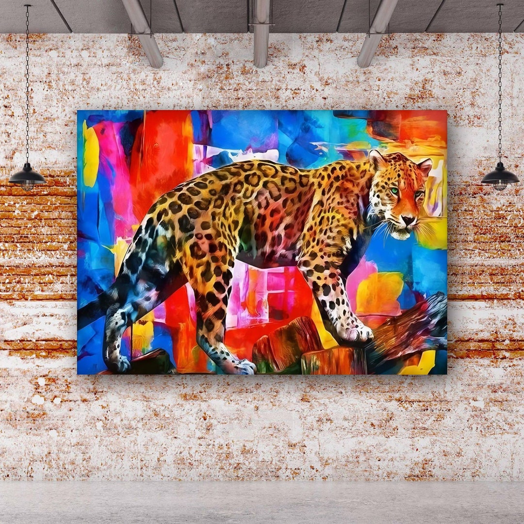 Popp Art Tiger Canvas Wall Art Painting, Canvas Wall Decoration, Colorful Animal Art Posters