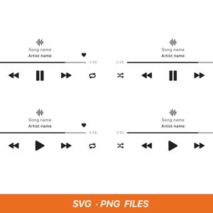Music Player svg png Audio Control svg Play Buttons Bundle Audio Display Apple Music Spotify Music Player Cut File Instant Digital Download