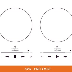 Music Player svg png Audio Control svg Album Song Cover svg Audio Display Play Buttons Apple Music Spotify Cut File Instant Digital Download