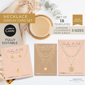 Editable Necklace Display Card Template Canva, Printable Necklace Tags, Jewelry Display Board Set, Earrings Display Cards, Necklace Holder