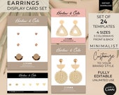 Earrings Display Cards Template Canva Editable, Printable Earrings Label Cards Set, Earrings Holder, Earring Studs Board, Minimalist Design