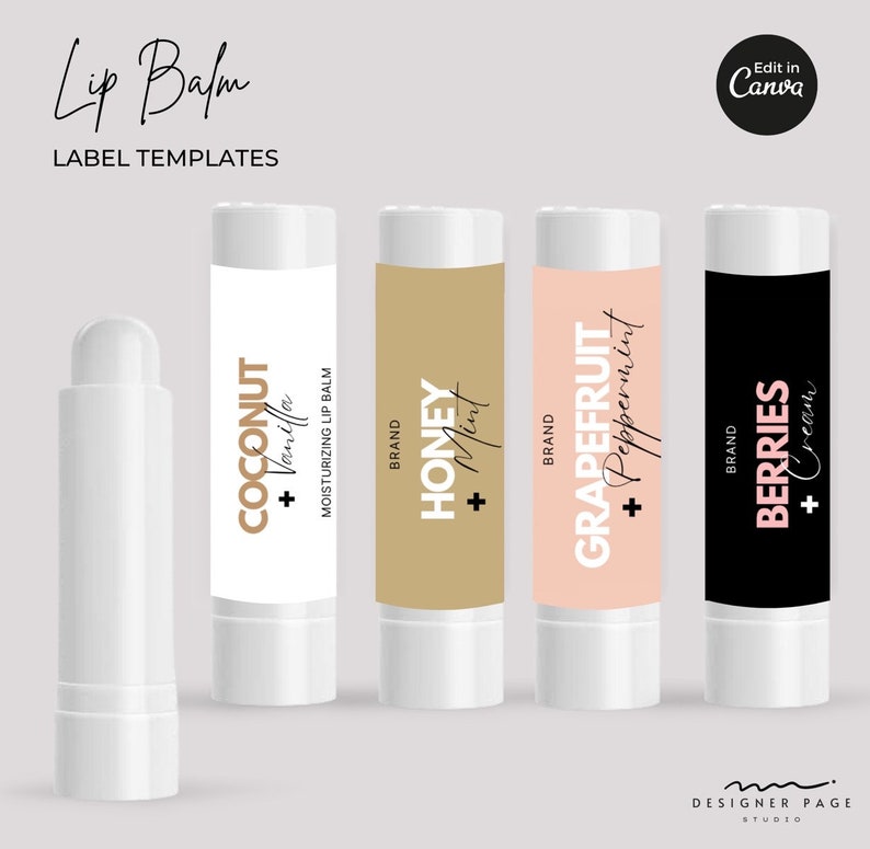 Editable Lip Balm Labels Template Canva, Printable Lipbalm Tube Label