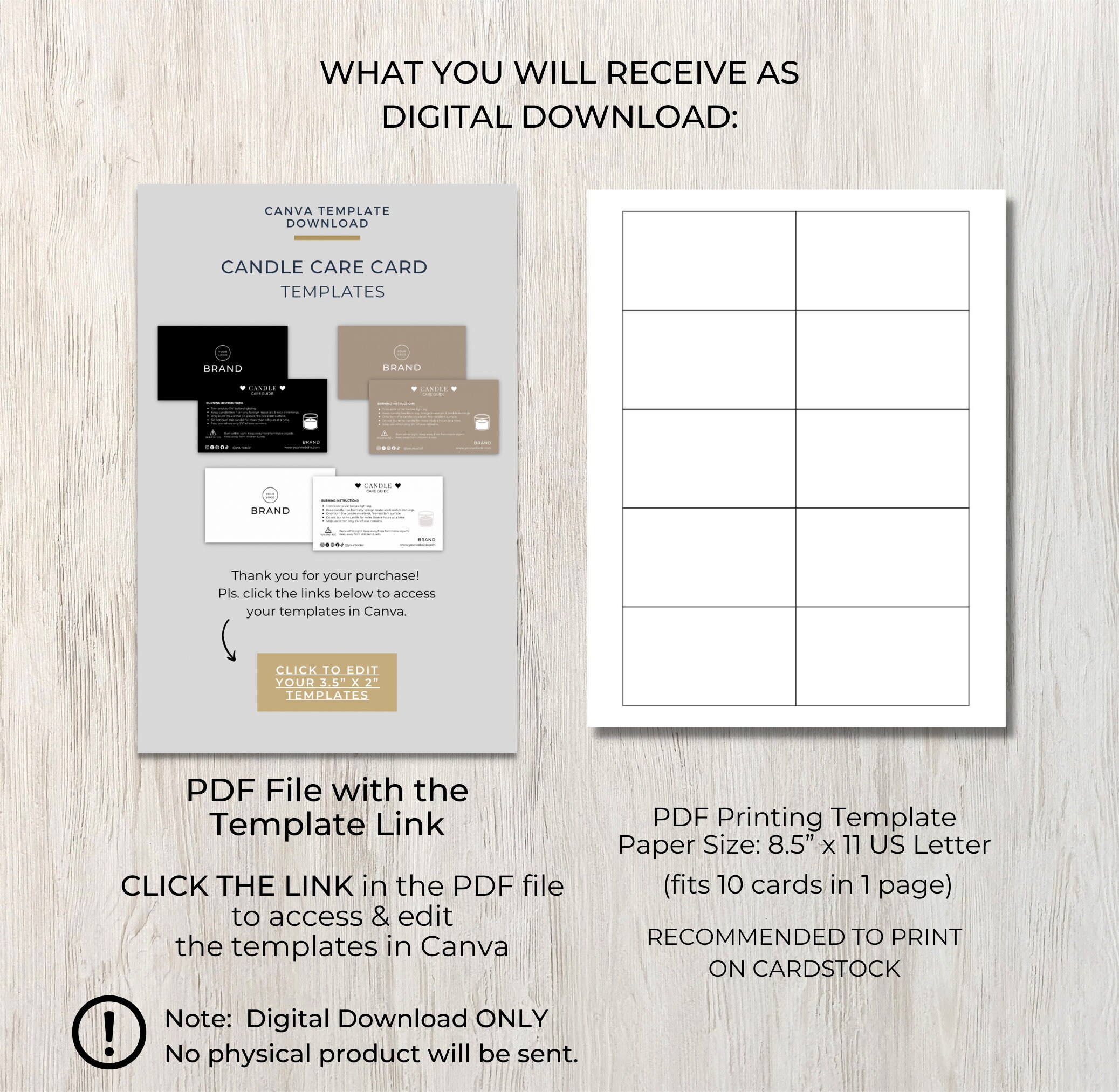 Candle Care Card Template Editable Canva, Printable Candle Care Guide