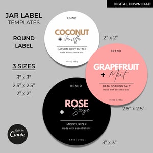 Editable Cosmetic Jar Label Template Canva, Printable Product Label ...