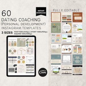 Modelli Instagram modificabili per coach di appuntamenti Canva, coaching di appuntamenti, modelli di post sui social media per coach di vita, terapisti, sviluppo personale
