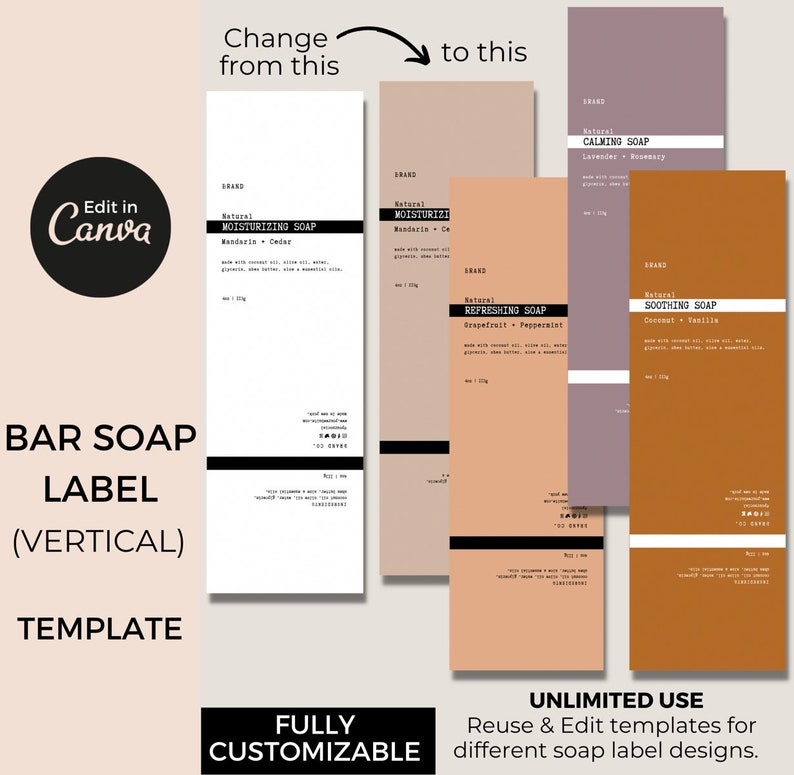 Bar Soap Label Template Editable Modern Soap Labels - Etsy