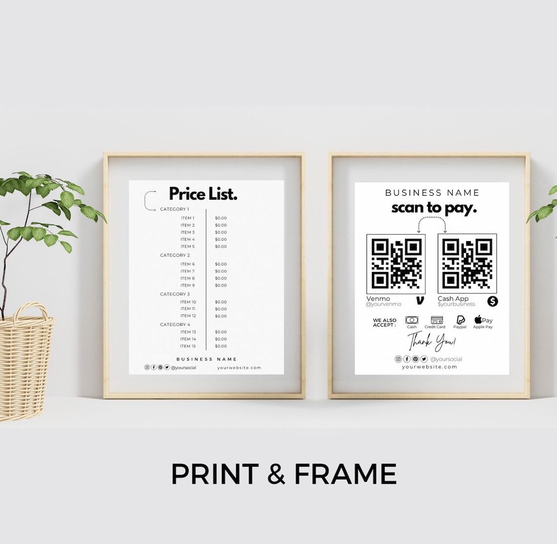 Price List Template Editable Canva, Printable Payment Sign Card, Price ...