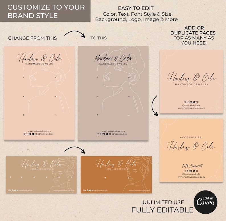 Editable Earrings Display Card Template Canva Printable - Etsy