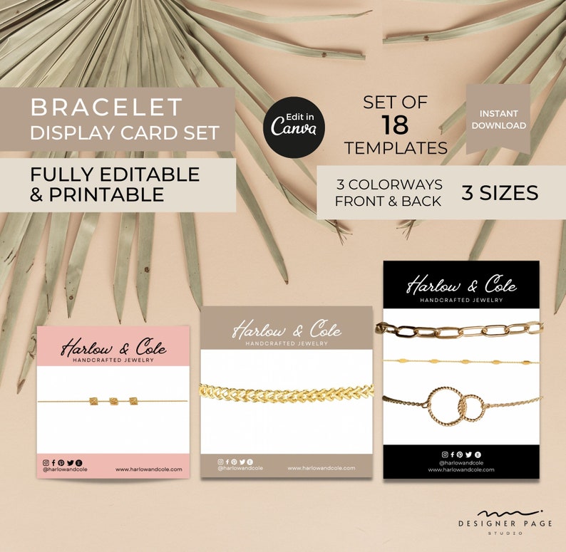 Editable Bracelet Display Card Template Canva Printable Etsy