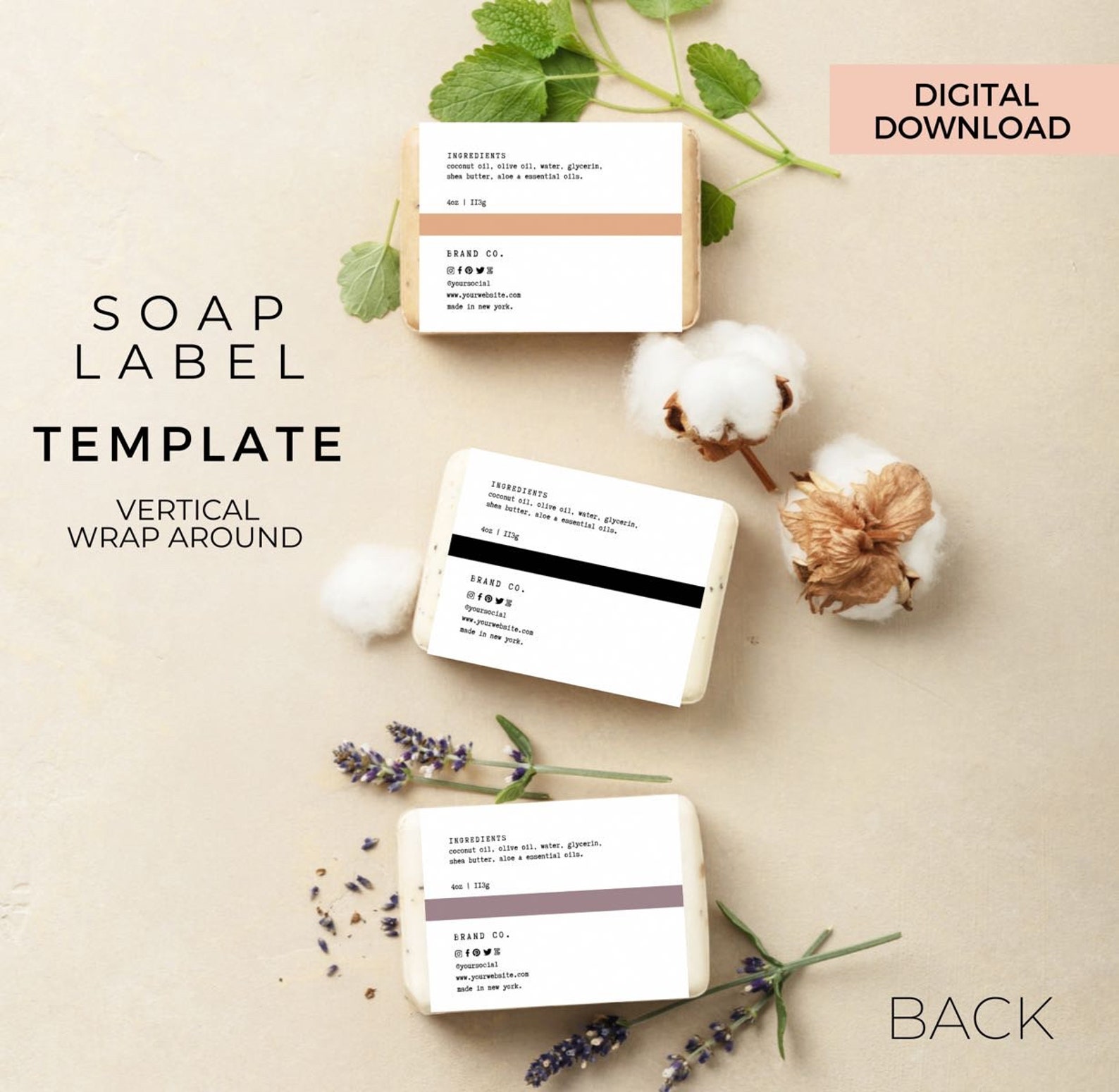 Bar Soap Label Template Editable Modern Soap Labels - Etsy