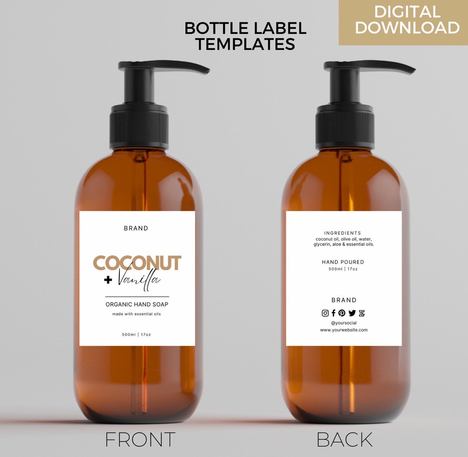 Printable Hand Soap Bottle Labels Template Canva, Editable Hand Body ...